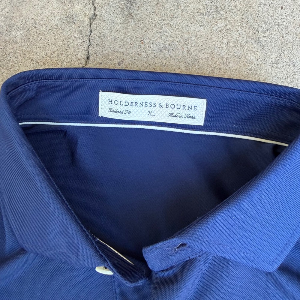 Holderness & Bourne Macdonald Golf Polo Shirt Mens XL Navy Tailored Fit NWT - Picture 5 of 7